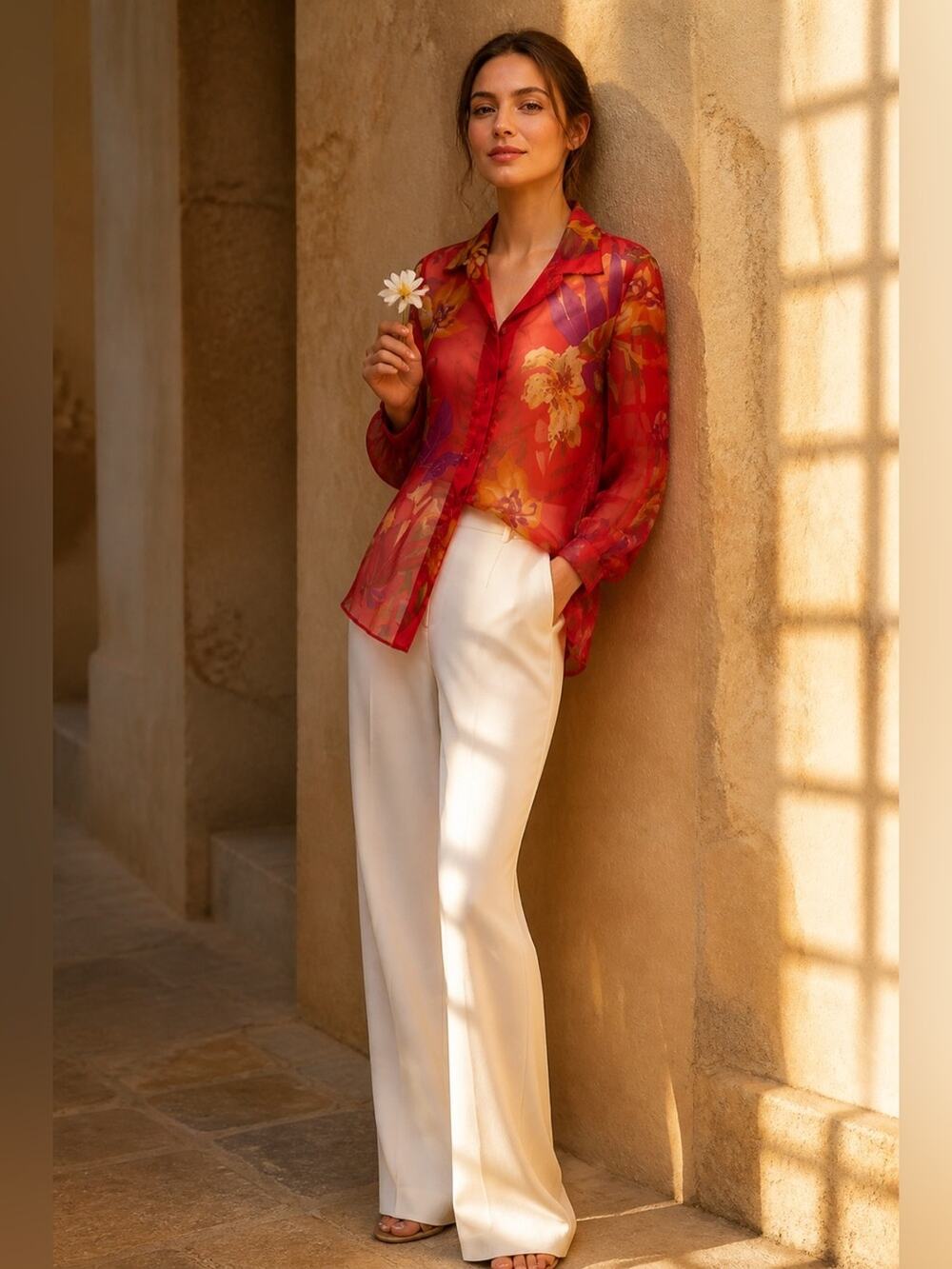Maggie Sweet Sheer Colorful Blouse in EUC